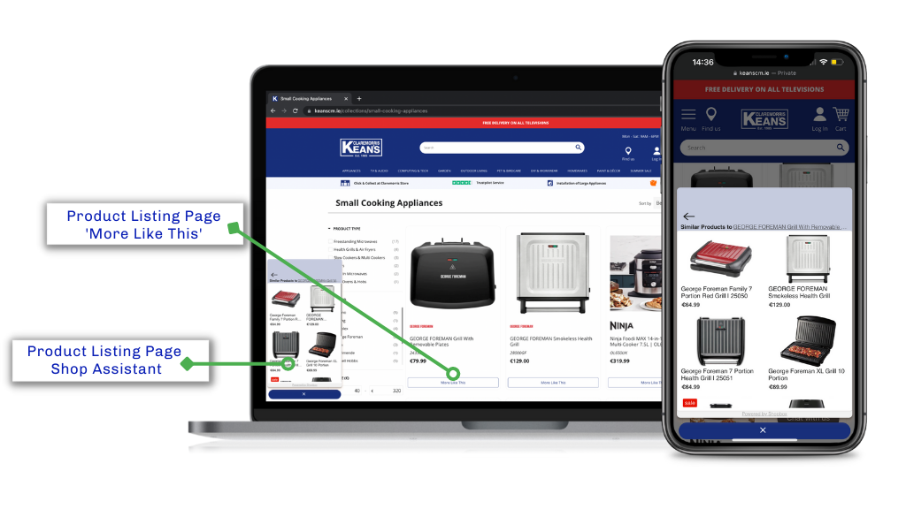 An example of AI-Powered Recommendations on the product listing page 
